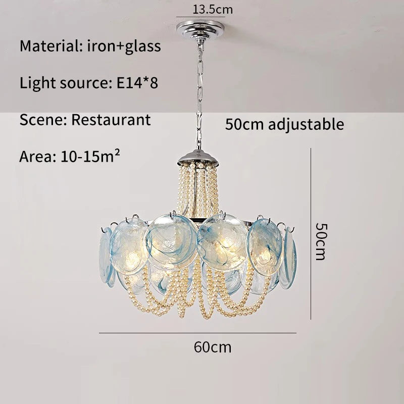 French Round  Murano Glass Chandelier led Pearl lamp for Living Dining Room Bedroom Kitchen Hanging Lamps indoor Hanging lamp