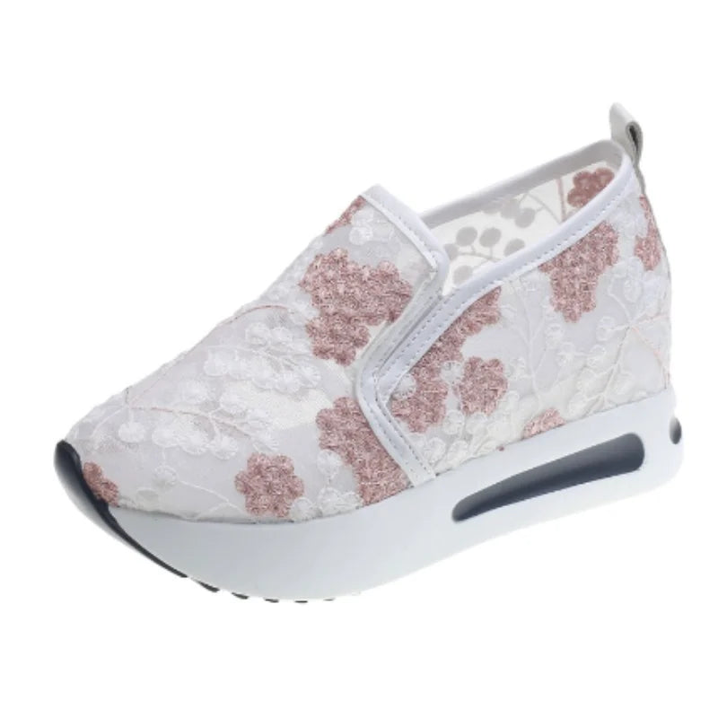 Lace Flats Platform Women Sport Shoes Mesh Breathable Sneakers  Summer New Casual Sandals Running Beach Rocking Dance Shoes