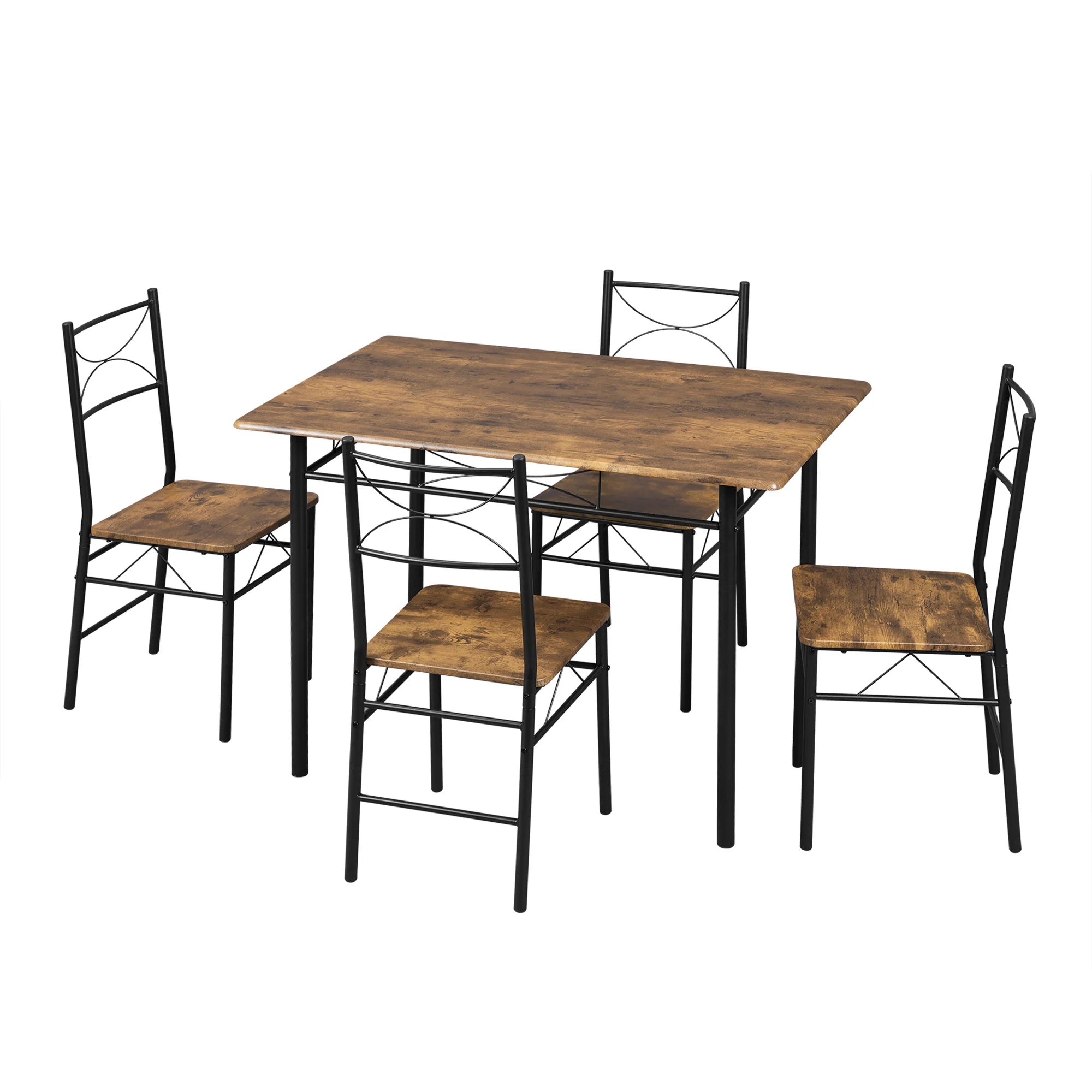 WOLTU Dining Set Dining Table with 4 Chairs for 4 Seat Metal Frame Kitchen Table Rectangular Restaurant Table Dining Room