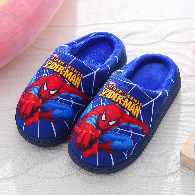 Children's Cotton Casual Shoes Winter Cartoon Non-slip Warm Home Indoor Shoe With Cotton Shoes Slippers BOY Kids Spiderman