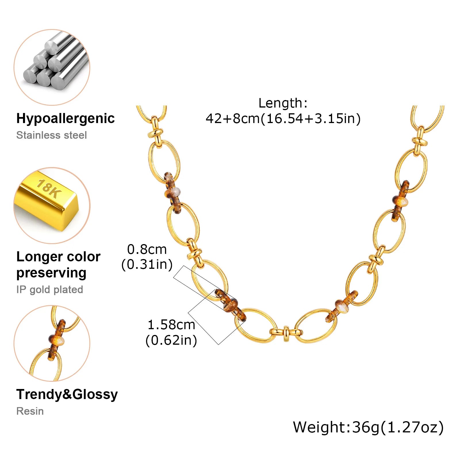 Stainless Steel Double Oval Chain Link Drop Dangle Earrings for Women Statement Jewelry Christmas Gift