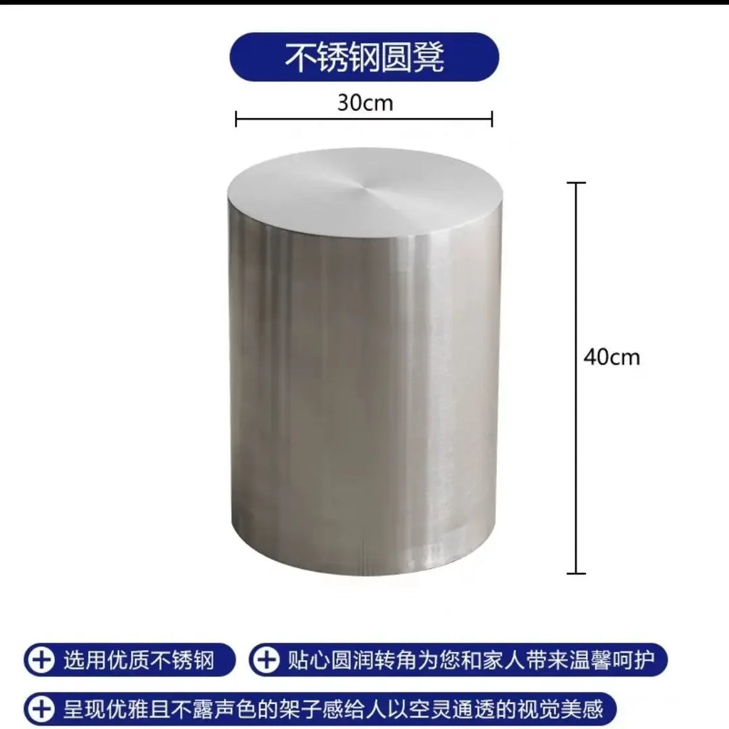 Nordic Creative Stainless Steel Dining Stool Home Light Luxury Living Room Sofa Side Table Balcony Storage Coffee Tables