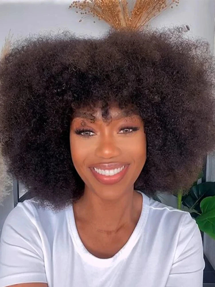 Brazilian Afro Kinky Curly Bob Wigs P4/30# 200% Density Remy Human Hair Wigs Brown Color P2/33# F1B/99J Wigs With Bang For BlacK