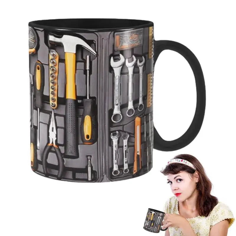 Mechanic Black Mug Black Ceramic Coffee Cup For Mechanics Large Toolbox Coffee Cup Tea Mug For Water Whiskey Soup Juice Wine