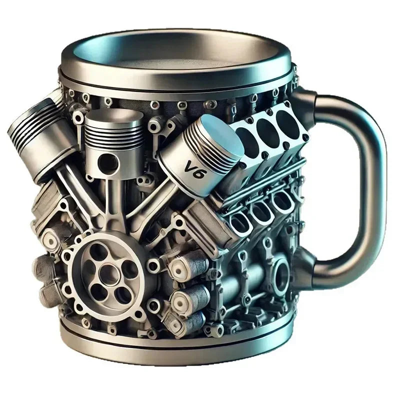 Creative Engines Stainless Steel Cup Mechanical V8/V6 Engine Mug Coffee Beer Funny Drinking Office Cup Car Enthusiasts As A Gift