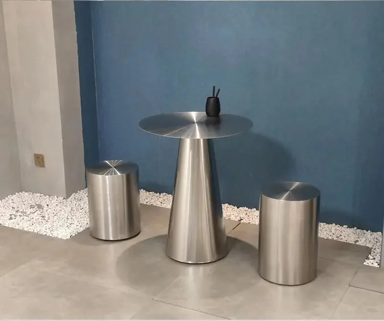 Nordic Creative Stainless Steel Dining Stool Home Light Luxury Living Room Sofa Side Table Balcony Storage Coffee Tables