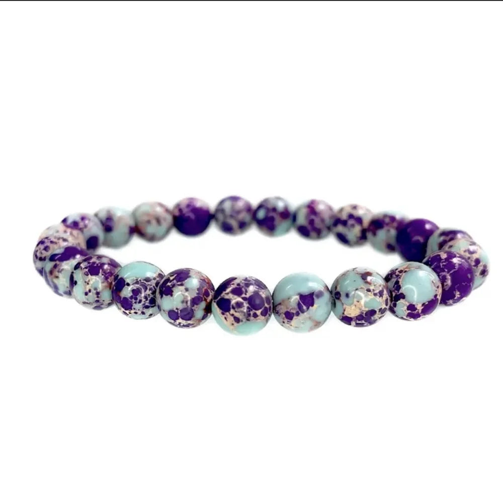 Natural Stone Round Beads Bracelet Rose Quartz Chakra Healing Crystal Elastic Stretch Bangle For Women Men Jewelry Gift