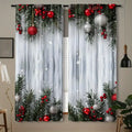 Holiday Christmas balls and pine branch - printed curtains, suitable for home decoration in bedrooms and living rooms