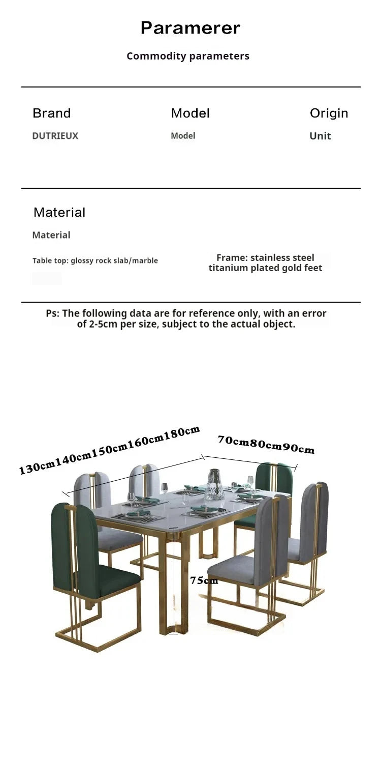 Unique Luxury Table Chairs Modern Legs Metal Design Rectangular Dining Table Space Saving Nordic Mesa De Comedor Funiture