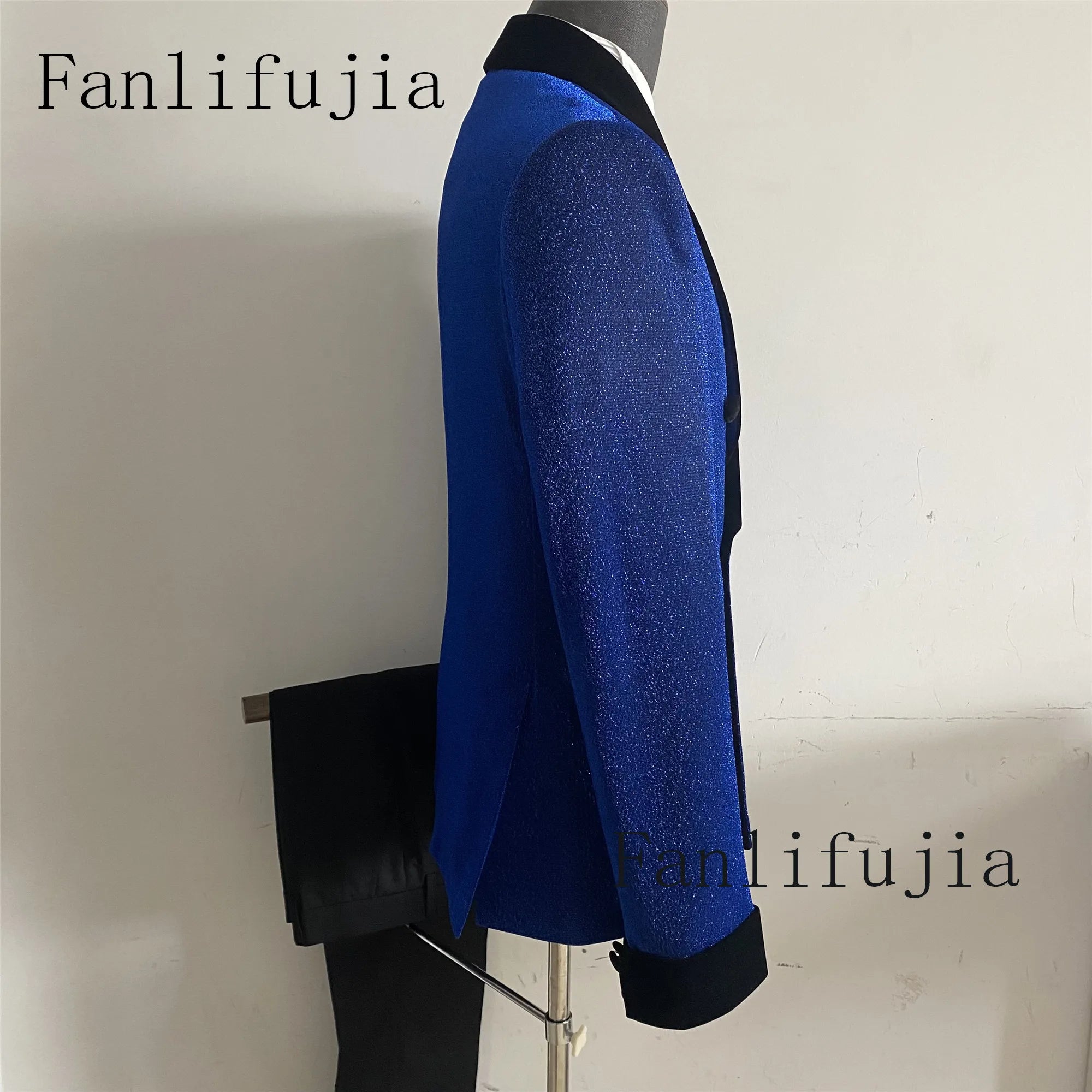 Fanlifujia Luxury Red Glitter Suits Men Groom Wedding Tuxedo Double Breasted Blazer Formal Evening Party