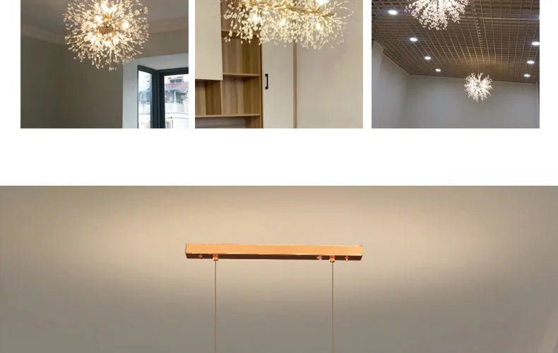 LED Dandelion Pendant Light Modern Crystal Beads Hanging Light Dining Room Living Room Bar Counter Home Decoration G9