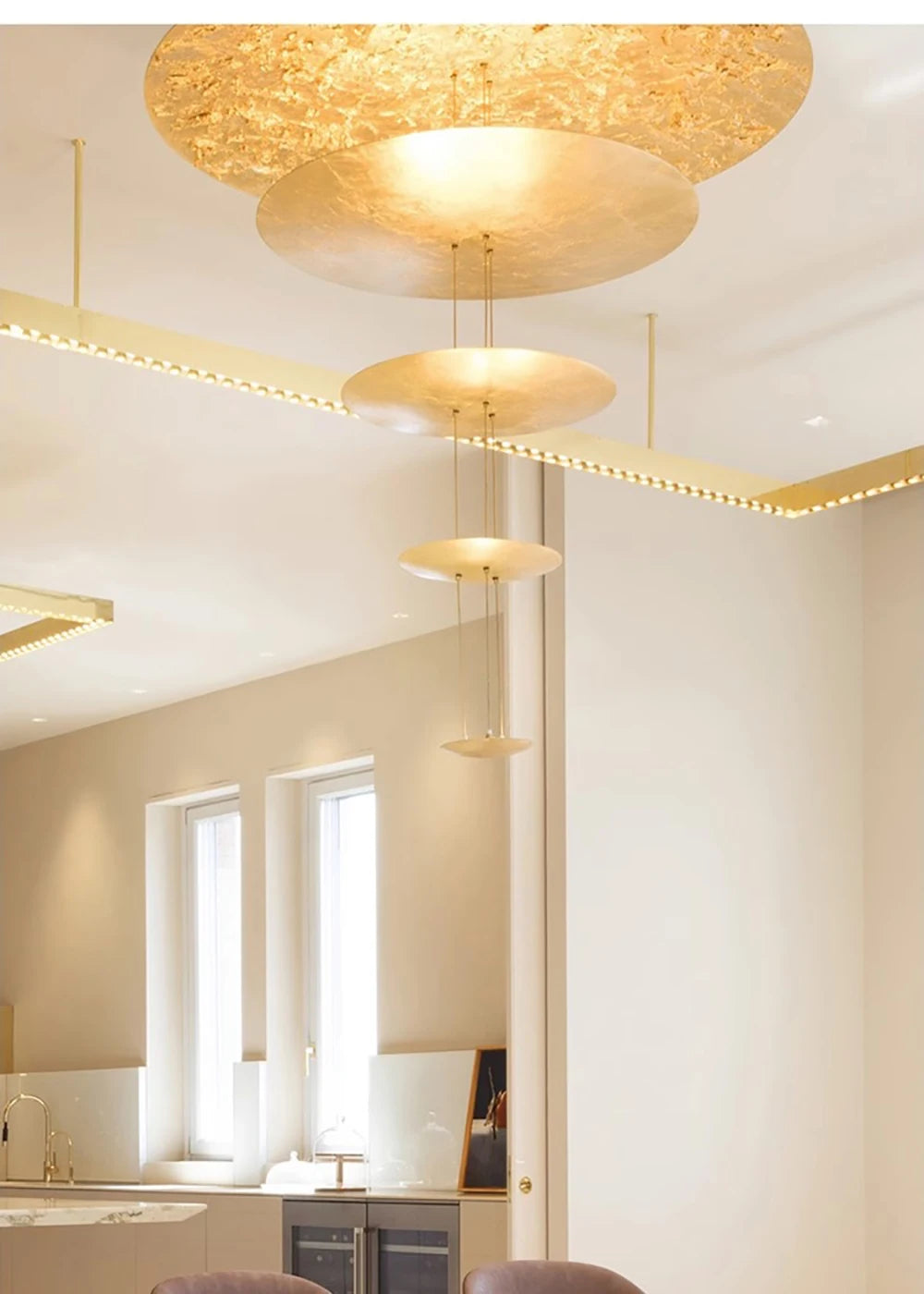 Machine Dela Luce Pendant Lamp Luxury Gold Ceiling Chandelier For Villa Living Room Restaurant LED Dining Room Disc Chandelier