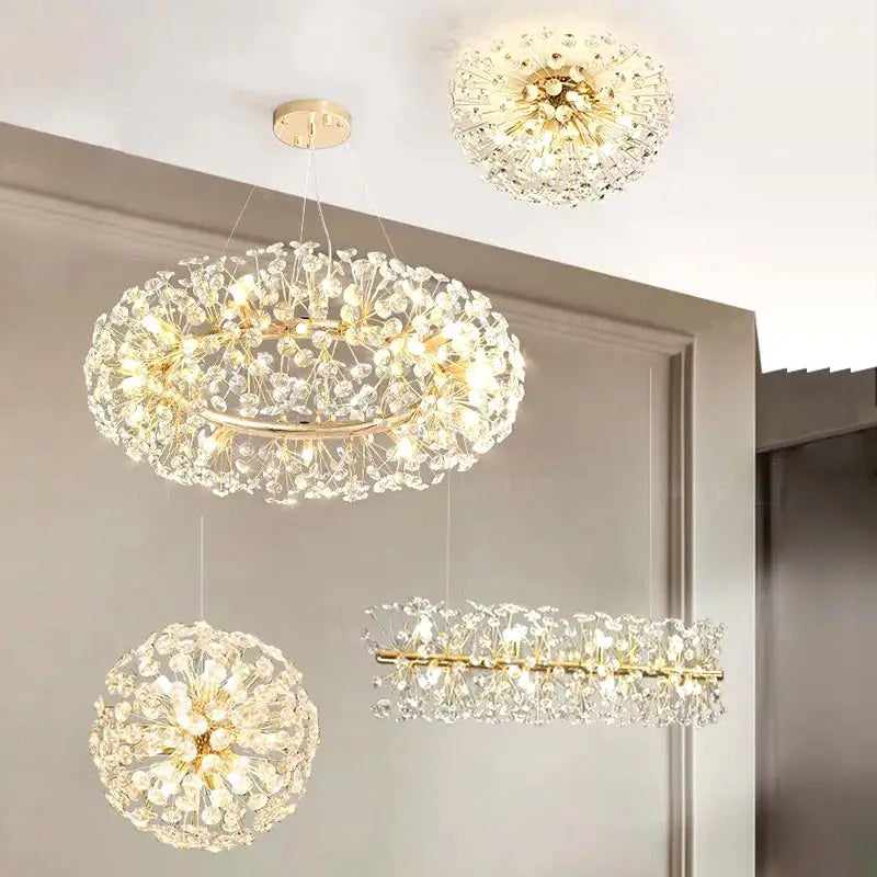 Modern Crystal Led Ceiling Pendant Lamps Home Decoration Hanging Light Fixture Dining Room Bedroom Living Room Chandelier Lustre