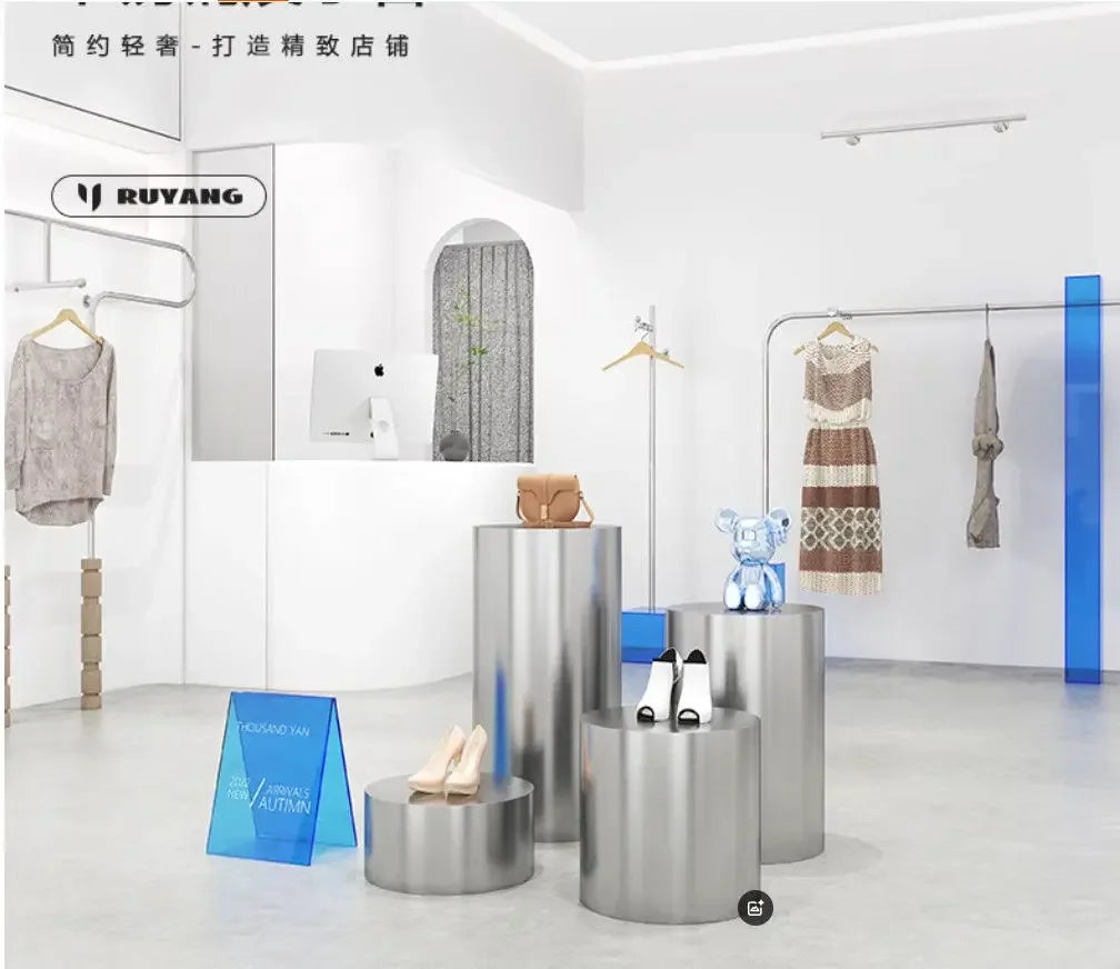 Nordic Creative Stainless Steel Dining Stool Home Light Luxury Living Room Sofa Side Table Balcony Storage Coffee Tables