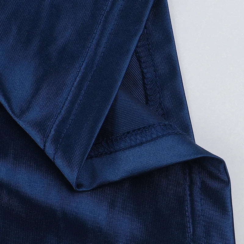 Autumn new European and American fashion temperament sexy slim deep V-waist satin slit dress female