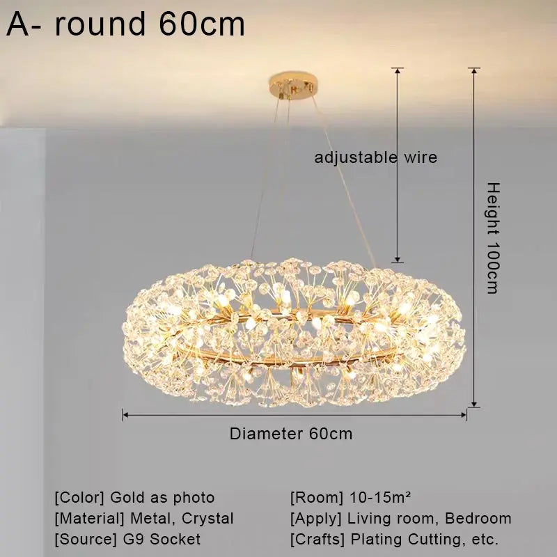 Modern Crystal Led Ceiling Pendant Lamps Home Decoration Hanging Light Fixture Dining Room Bedroom Living Room Chandelier Lustre