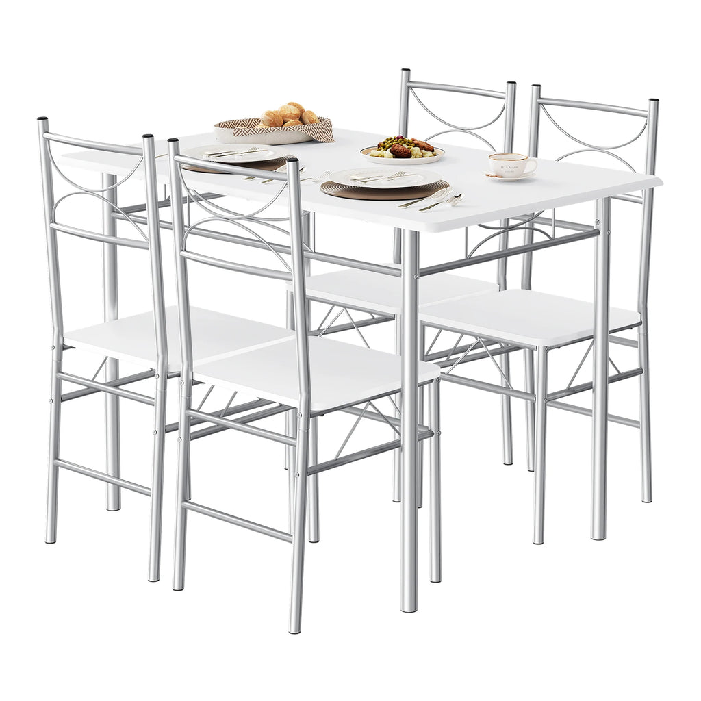 WOLTU Dining Set Dining Table with 4 Chairs for 4 Seat Metal Frame Kitchen Table Rectangular Restaurant Table Dining Room