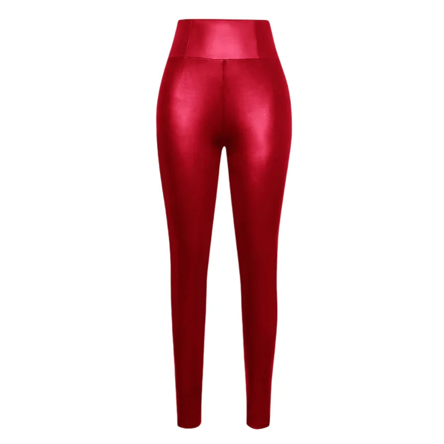 Women's Leather Tight-Fitting Pants High Waisted Sexy Elastic Hip Lift Pants Daily Casual Legging, dress code