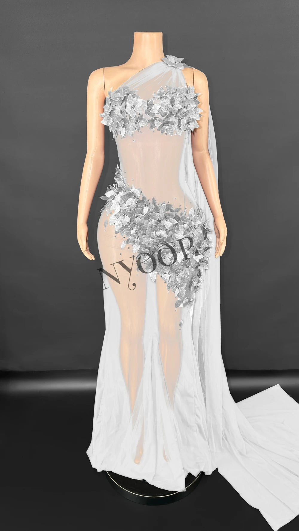 Sexy Sheer Tail Long Dress for Women Elegant Wedding Evening Prom Birthday Dress Photography Dress Singer Show Stage Wear