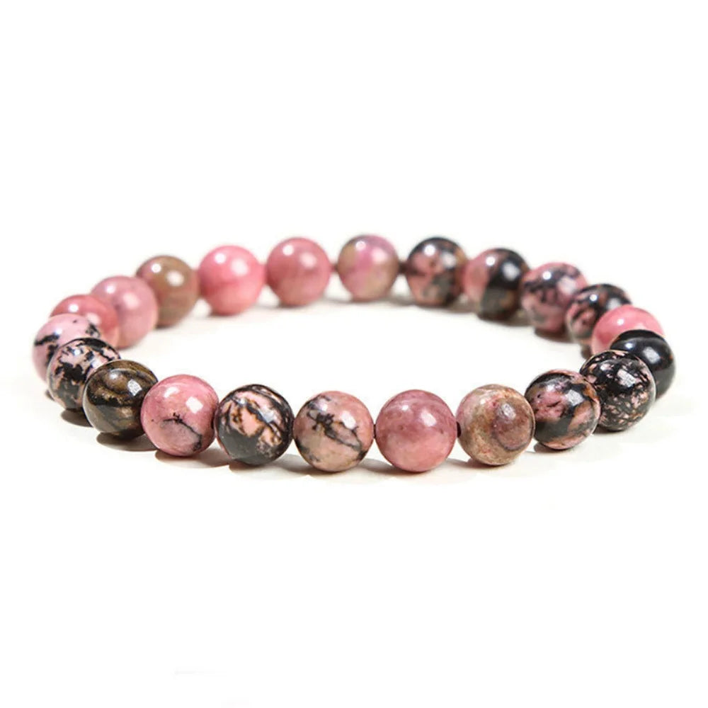 Natural Stone Round Beads Bracelet Rose Quartz Chakra Healing Crystal Elastic Stretch Bangle For Women Men Jewelry Gift