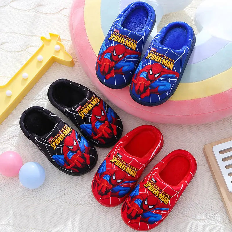 Children's Cotton Casual Shoes Winter Cartoon Non-slip Warm Home Indoor Shoe With Cotton Shoes Slippers BOY Kids Spiderman