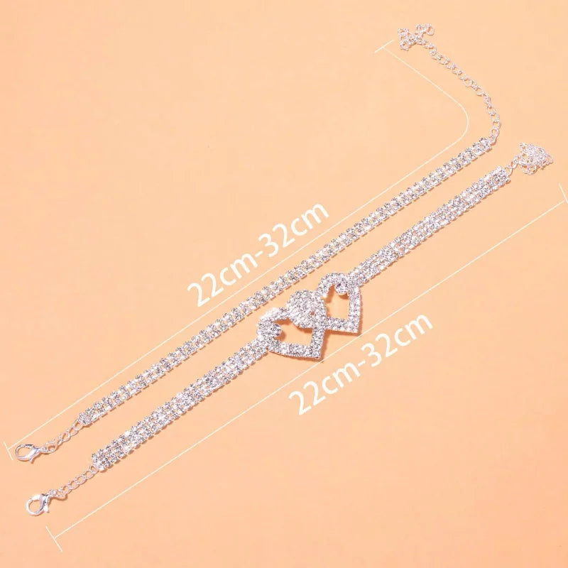 Beautiful Dazzling Cubic Zirconia Chain Anklet for Women Fashion Silver Color Ankle Bracelet Barefoot Sandals Foot Jewelry, match women's dress