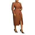 Women's Set Full Sleeve Long Blazer Coat+ Long Dress Suit  Winter Streetwear Two 2 Piece Set Africa OL Work Outfits
