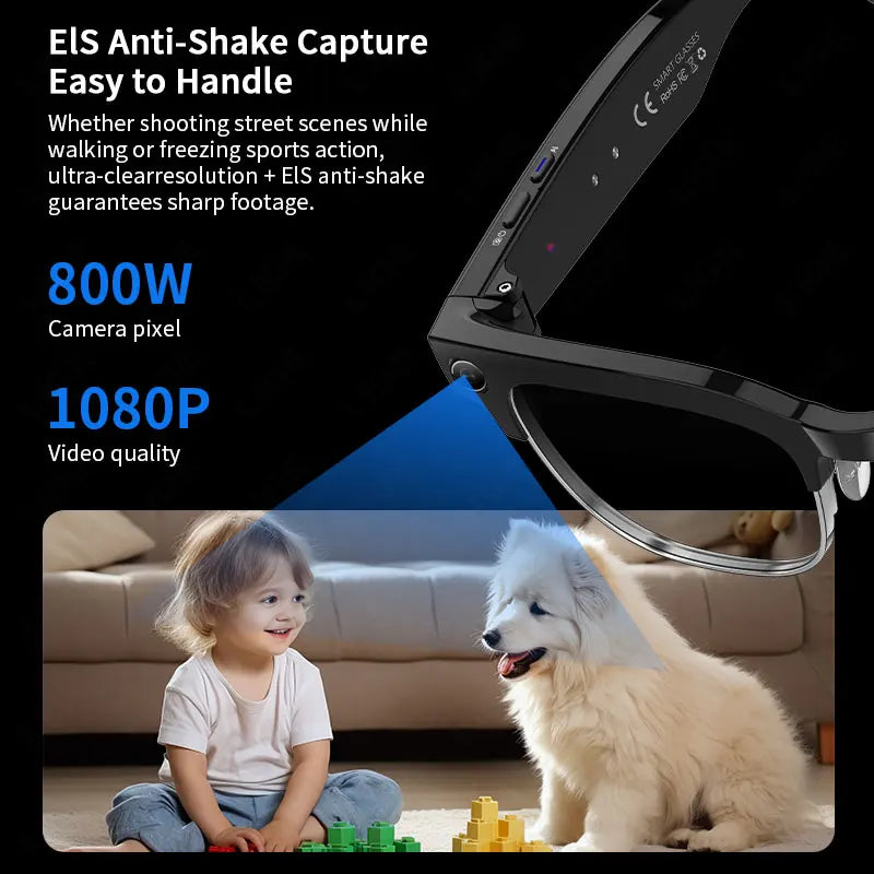 AI Smart Glasses 8 Million Pixels Recording Videos Photo Recognition Answer Translation 290mAh IP66 Waterproof Bluetooth Glasses