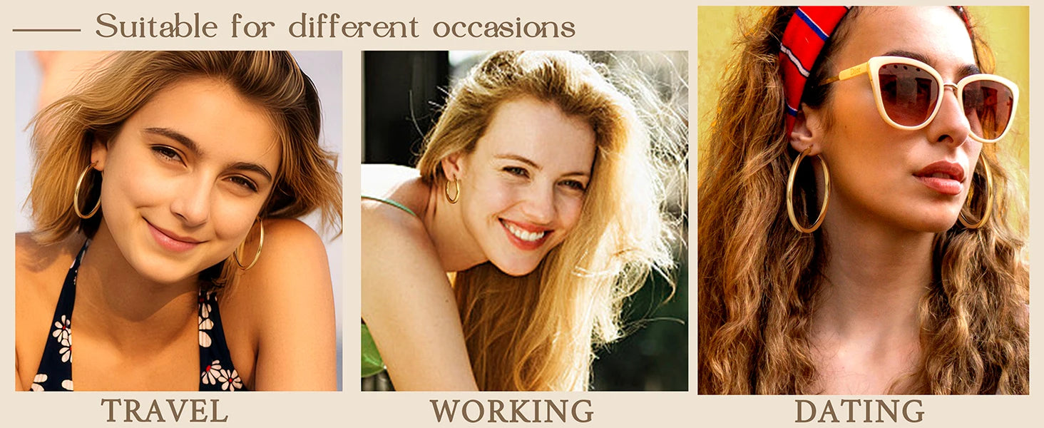 Drperfect 14K Gold Plated Chunky Hoop Earrings for Women Hypoallergenic Silver Needle Lightweight Large Hoops Earrings Jewelry