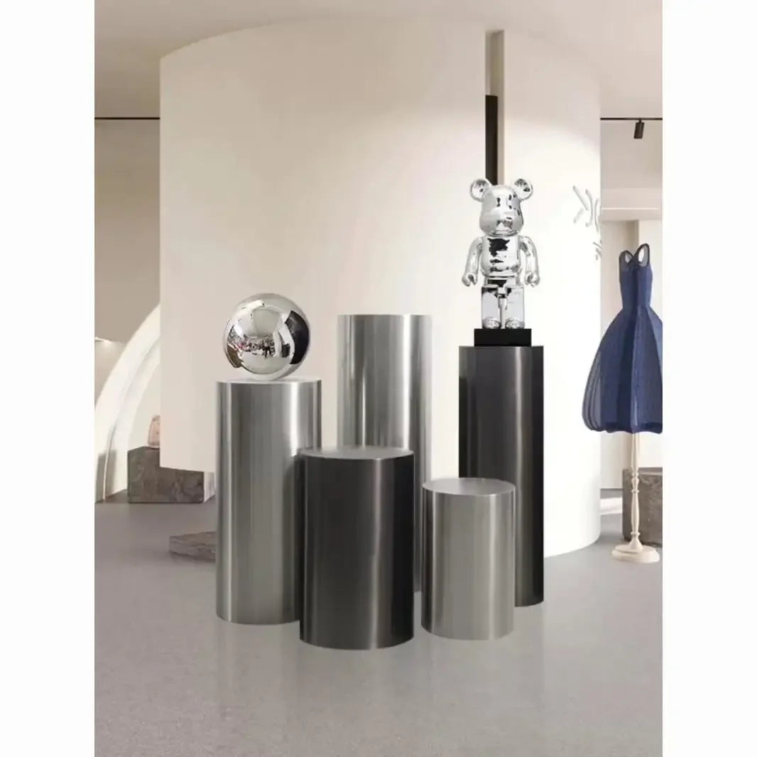 Nordic Creative Stainless Steel Dining Stool Home Light Luxury Living Room Sofa Side Table Balcony Storage Coffee Tables