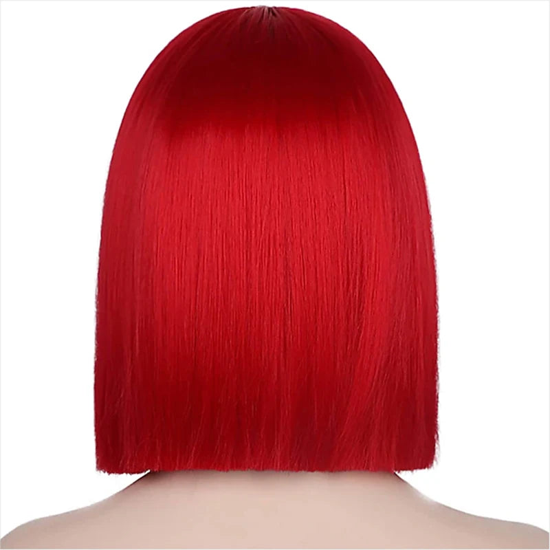 HAIRJOY Synthetic Hair Women  Red Short Straight  Wig for Cosplay Party