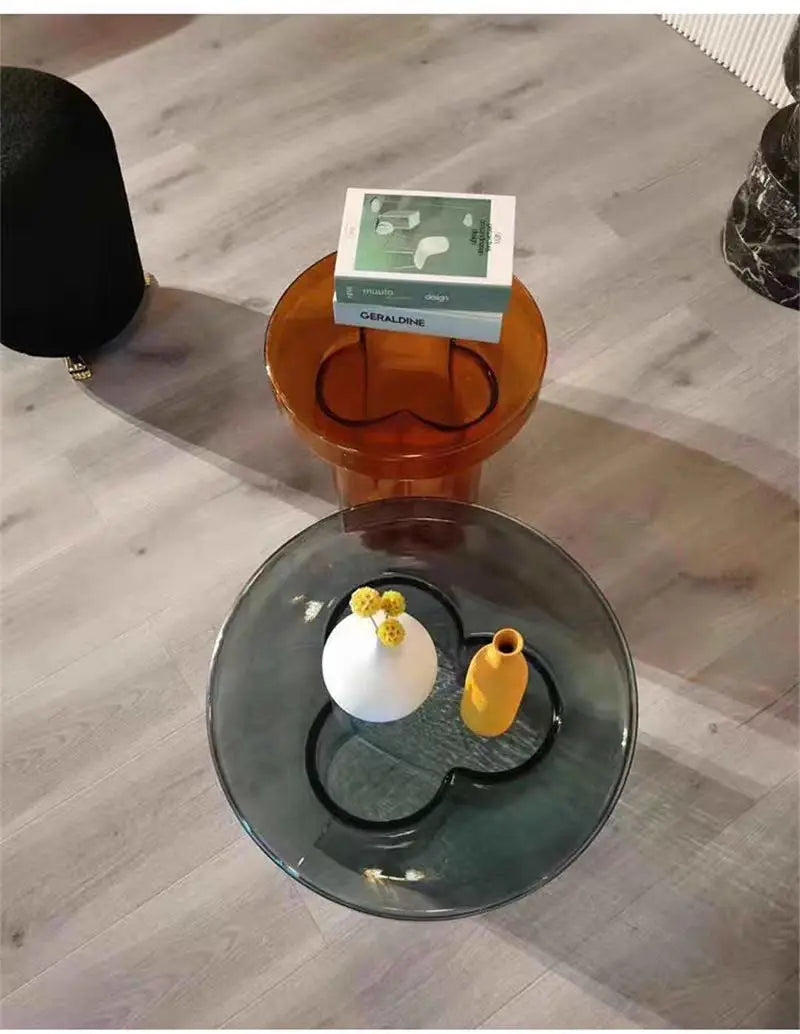 Italian Coffee Table Living Room Art Side Table Combination Coffee Table Round Coffee Tables Light Luxury Round Glass Tables