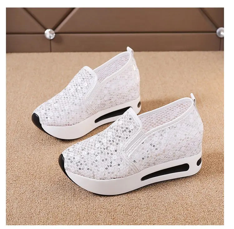 Lace Flats Platform Women Sport Shoes Mesh Breathable Sneakers  Summer New Casual Sandals Running Beach Rocking Dance Shoes
