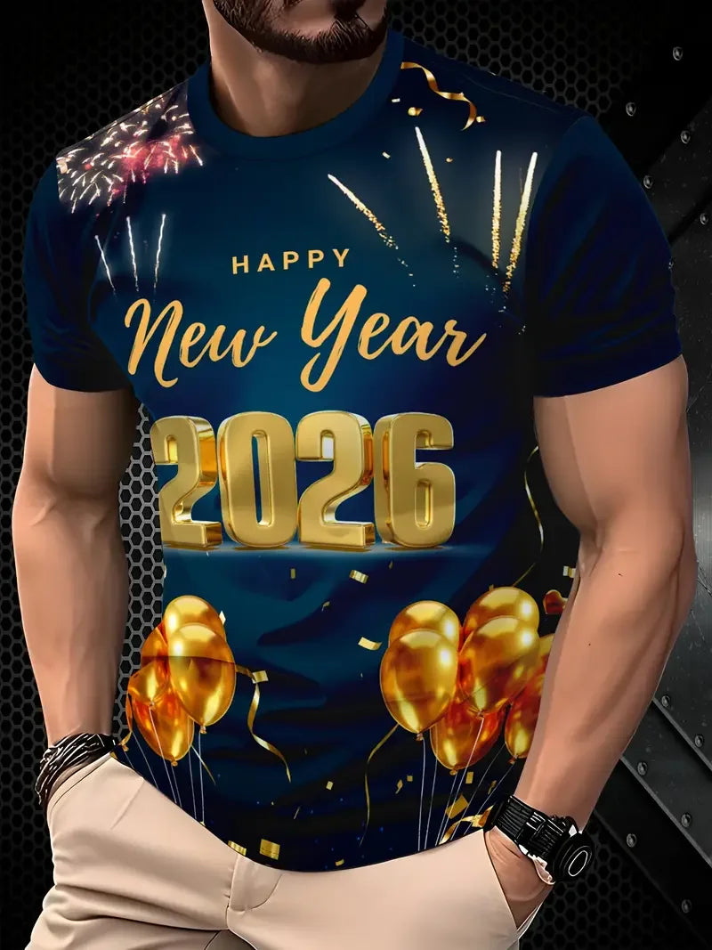 2026 Christmas T-Shirts Summer Funny Santa Claus Fashion Tops Tee Mens Shirts Summer Holiday Boys Casual Streetwear Clothing