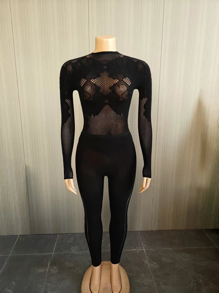 2026 Autumn Winter Hot Sale Women 2 Piece Set Hollow Out Mesh Long Sleeve Top Leggings Sets Female Streetwear Sexy Club Outfits