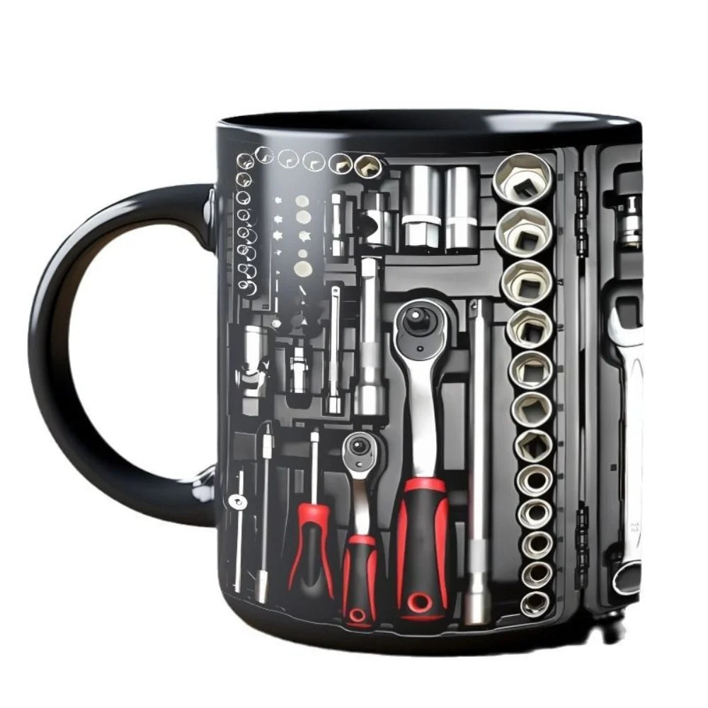 Funny 325ml Coffee Mug Ceramic Toolbox Design Mechanic Water Cup Sturdy Wrench Pattern Mechanic Mug Auto/Car Mechanic Gift