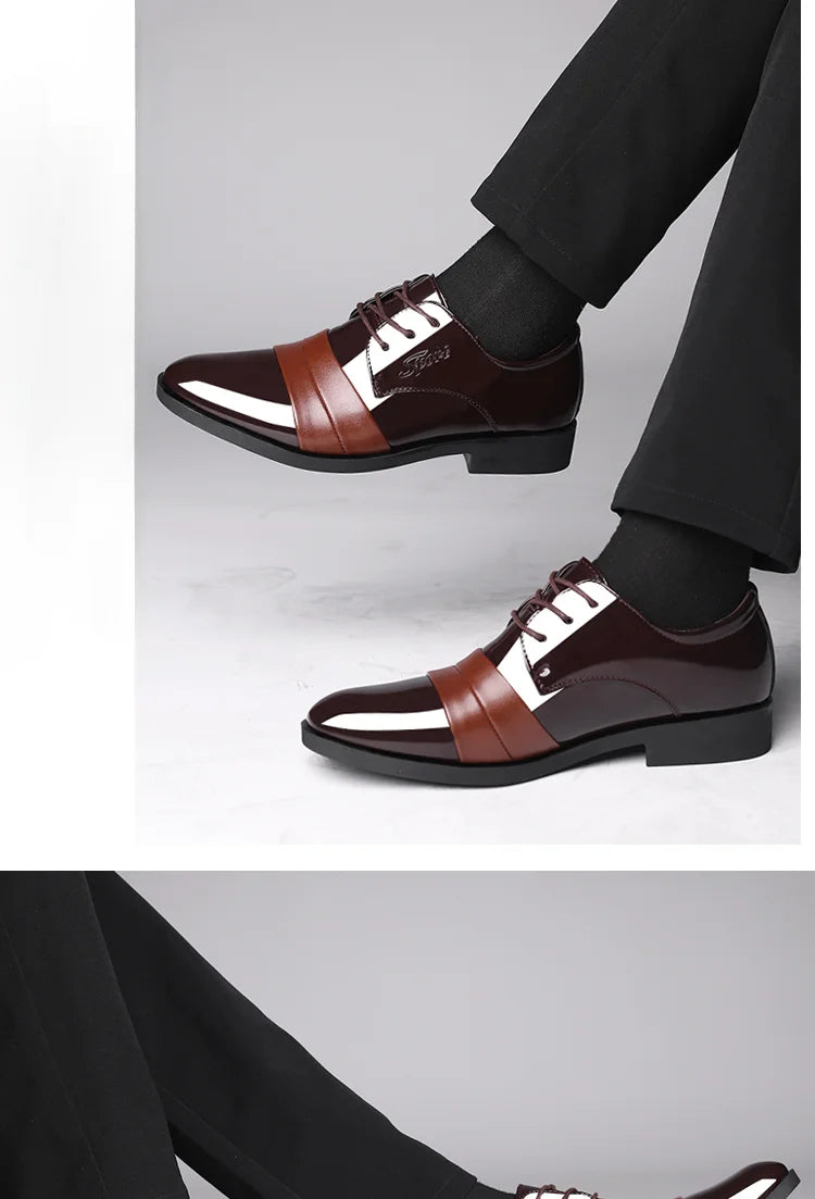 Social Shoe for Men Casual Business Patent Leather Shoes Man Bright Upper Pointed Toe 2025 Trend Office Suit Footwear New