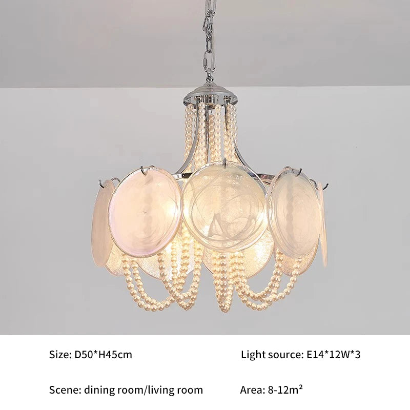 French Round  Murano Glass Chandelier led Pearl lamp for Living Dining Room Bedroom Kitchen Hanging Lamps indoor Hanging lamp