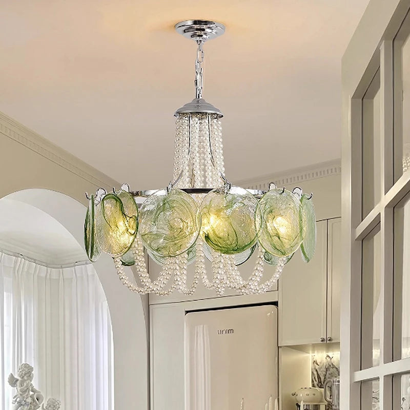 French Round  Murano Glass Chandelier led Pearl lamp for Living Dining Room Bedroom Kitchen Hanging Lamps indoor Hanging lamp