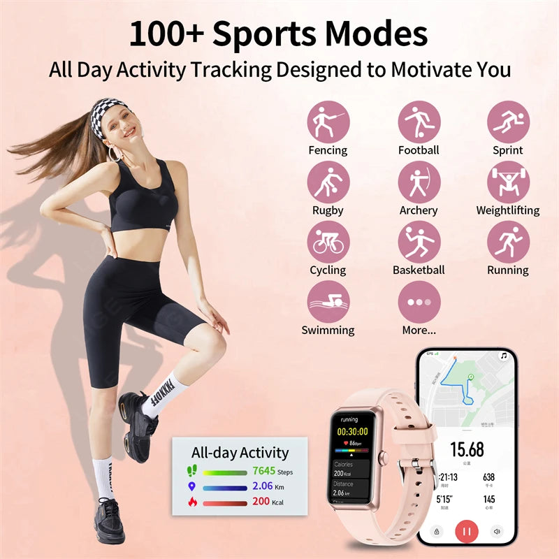 LIGE 1.47" Sports Band Fitness Tracker Watches for Women Men with Heart Rate Sleep Monitor IP68 Waterproof Pedometer Smart Watch