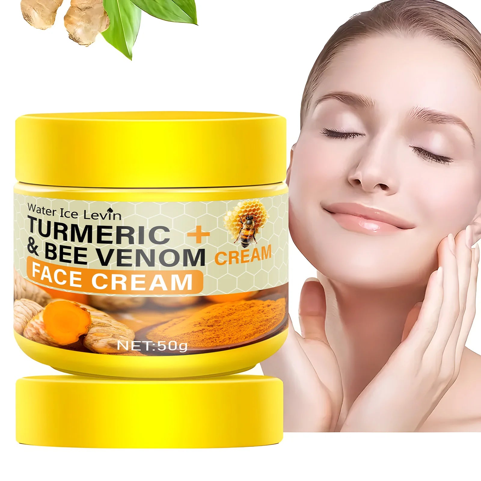 Turmeric & Bee Venom Cream Contains Collagen and Bee Venom Facial Care Moisturizing Cream Deeply Nourishes, Suitable for Dry, Rough and Skin