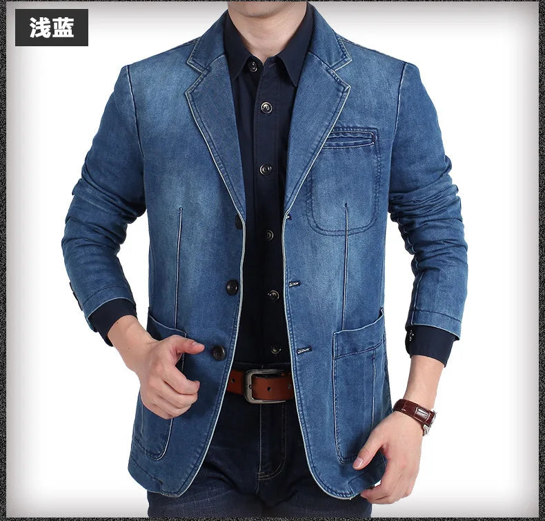 2026 New Men's Army Green Long-sleeve Suit Jacket, Blue Denim Coats, Black and Khaki Blazers, New 2026.