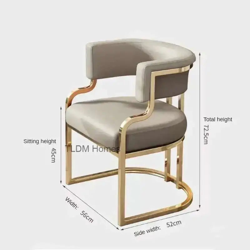 Luxury golden Dining Chairs wrought Iron Backrest Armchair Kitchen Modern Dining Room Furniture Home Bedroom Salon Makeup Chair