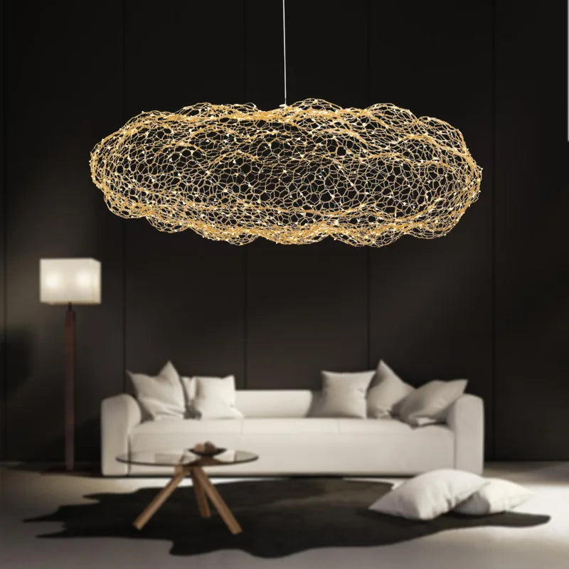 Art Decor Hollow Cloud Pendant Lights For Living Room Bedroom Staircase Danish Design Lamp Industrial Loft Firefly Chandelier