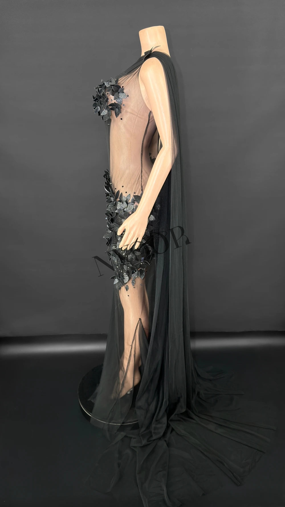 Sexy Sheer Tail Long Dress for Women Elegant Wedding Evening Prom Birthday Dress Photography Dress Singer Show Stage Wear