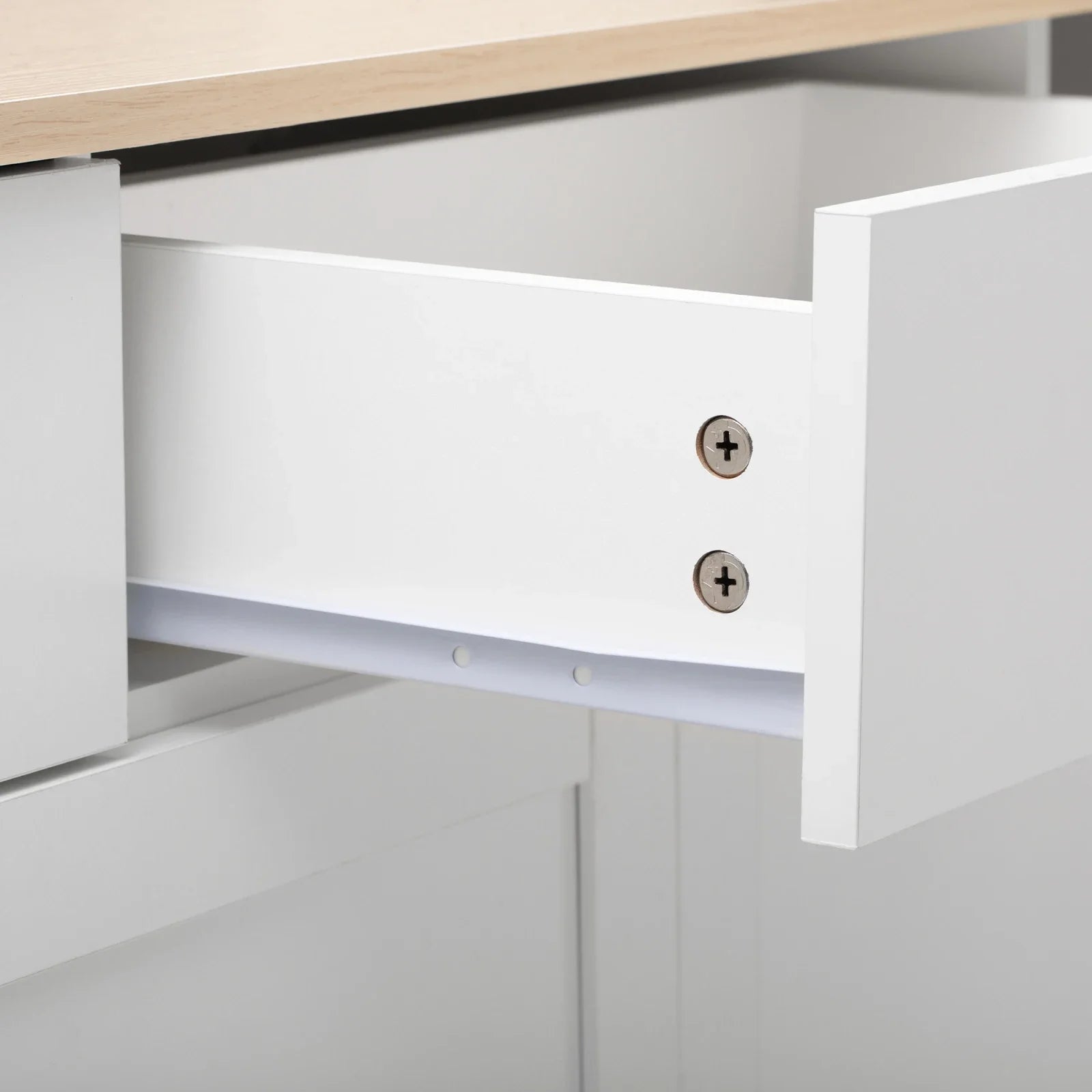 Comanlai Sideboard with Wood Paint Countertop,Kitchen Cabinet with Worktop,4 Doors,3 Drawers,for Living Room and Dining Room