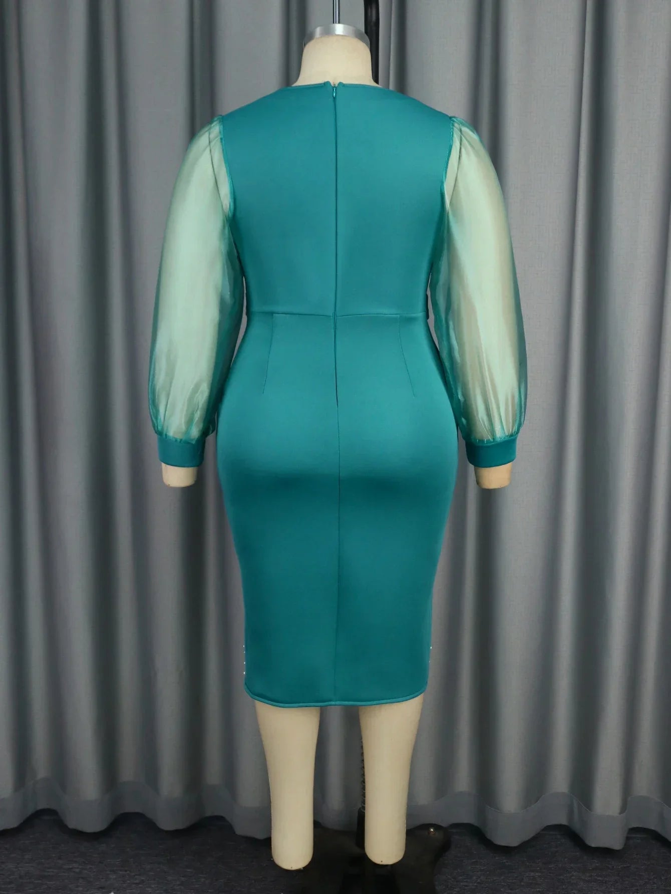 Luxury Red Evening Dress V-neck Bead Belt Mesh Lantern Long Sleeve Sexy Women's Party Classy Office Ladies Wedding Guest Gowns