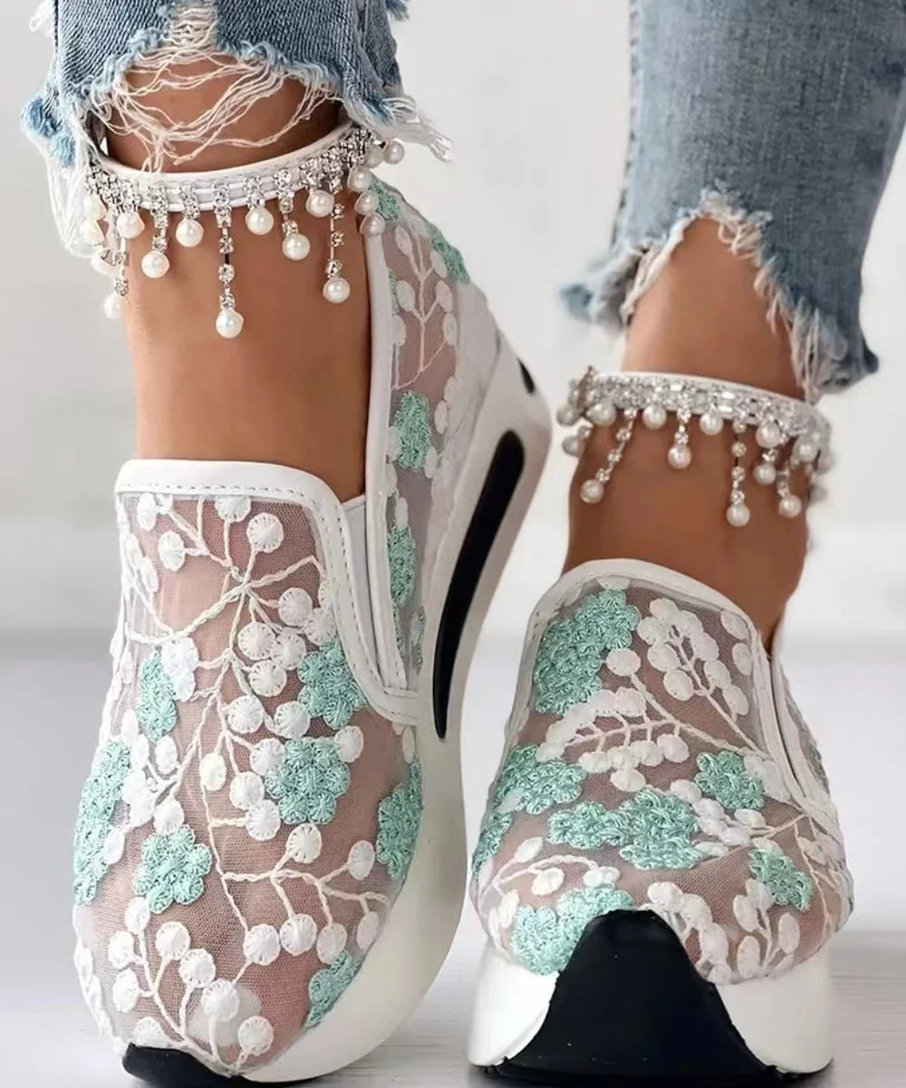 Lace Flats Platform Women Sport Shoes Mesh Breathable Sneakers  Summer New Casual Sandals Running Beach Rocking Dance Shoes