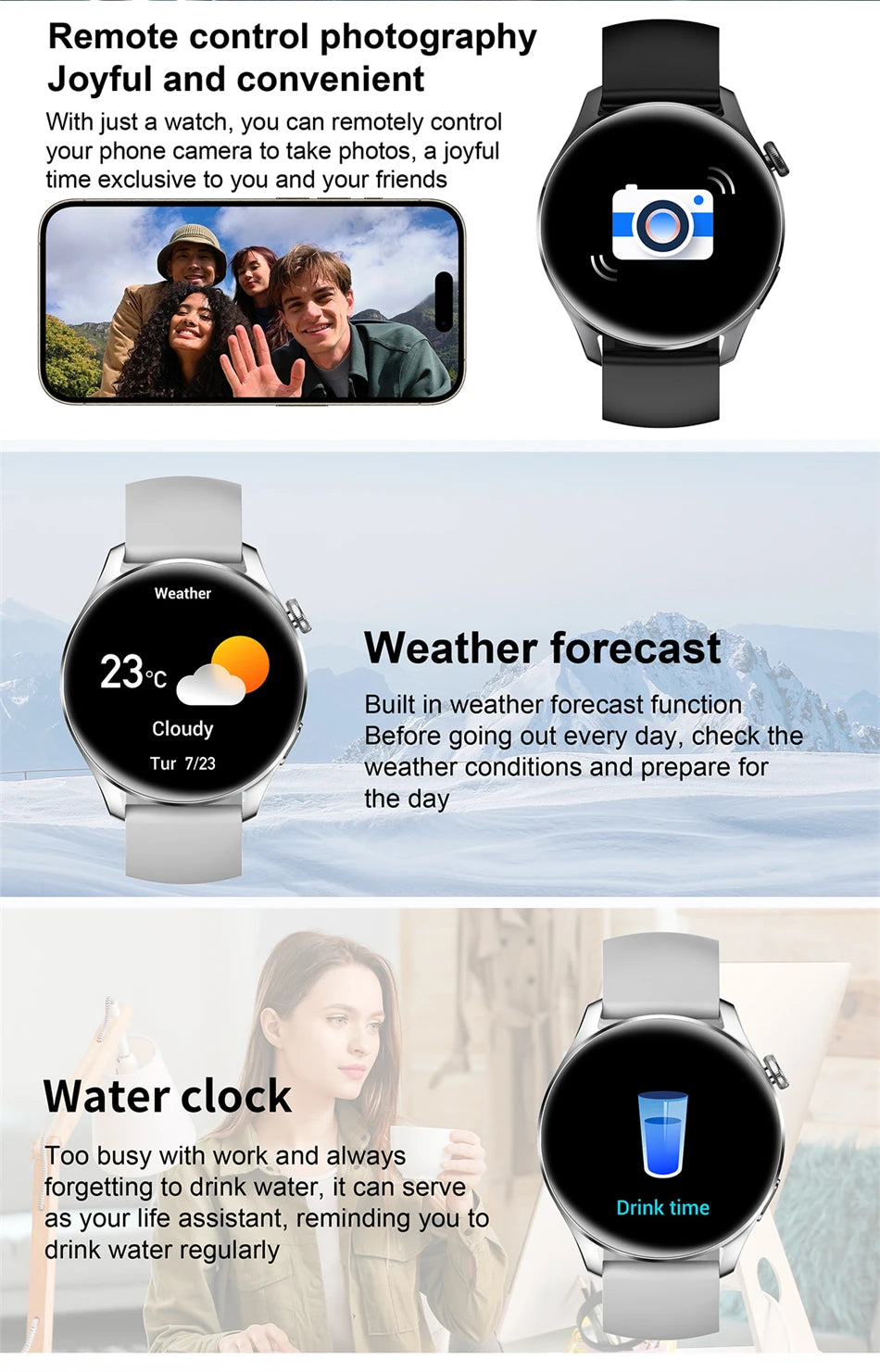 New Smartwatch For Huawei Men Women Sports NFC Bluetooth Talk Waterproof Health Heart Rate Weather Music Playback Smartwatch