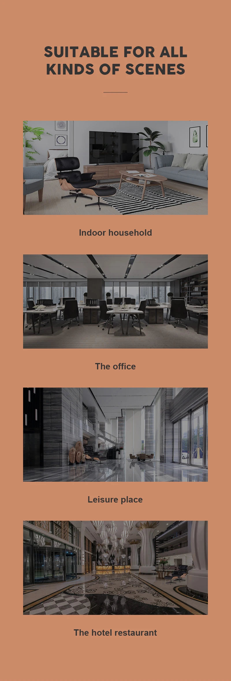 Top Layer Cowhide Classic Recliner Ottoman Light Rosewood Light   Walnut Armchair Swivel Lounge Chair Furniture Leisure Chair